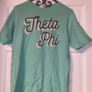 Theta Phi sorority sea foam & pink shirt